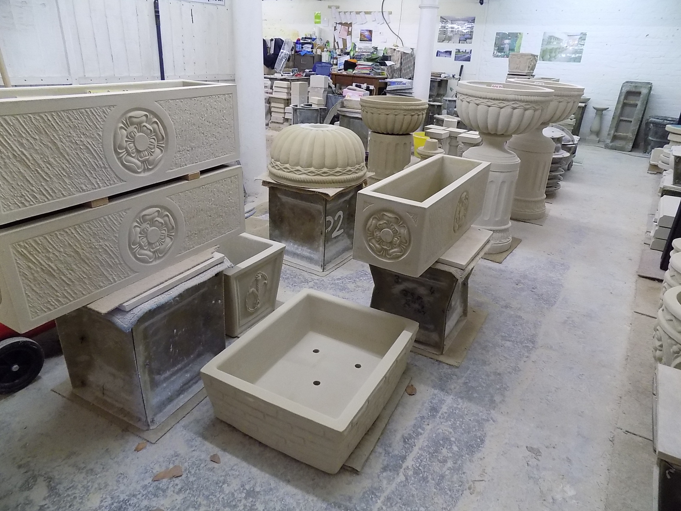 Cast Stone Trough Planters (2)